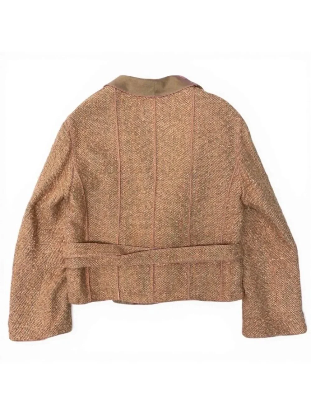 Chanel Vintage Tweed Jacket Short Length Waist Ribbon